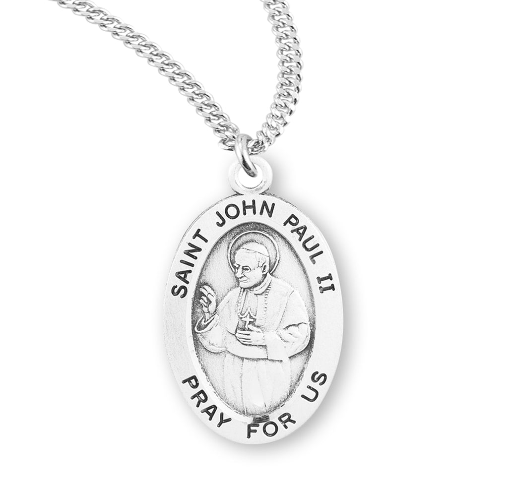 Saint John Paul II Oval Sterling Silver Medal – CatholicShop.com