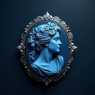 Sterling Silver Dark Blue Miraculous Cameo - Sterling Silver Dark Blue Miraculous Cameo Crafting Style