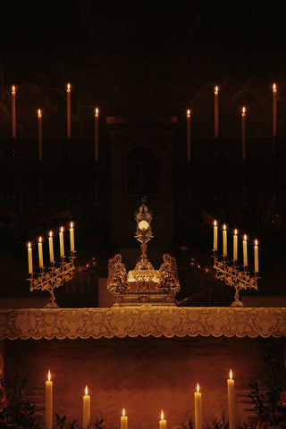 lighted candles inside building