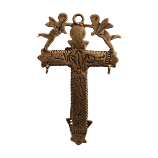 Vintage Bronze Yalalag Cross with Angels - reverse