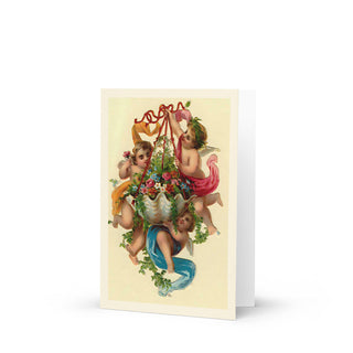 Cherubs with a Flower Basket, Vintage Angels Birthday Card: front