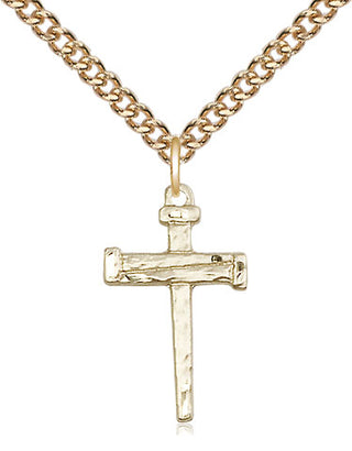 14kt Gold Filled Nail Cross Medal Religious Jewelry