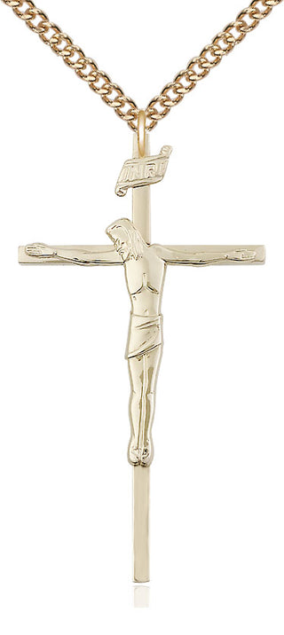 14kt Gold Filled Crucifix Medal Catholic Jewelry