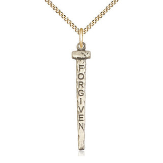 14kt Gold Filled Forgiven Nail Medal Catholic Jewelry
