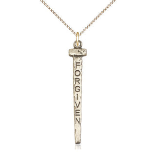 14kt Gold Filled Forgiven Nail Medal Catholic Jewelry