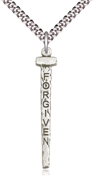 Sterling Silver Forgiven Nail Medal Catholic Jewelry