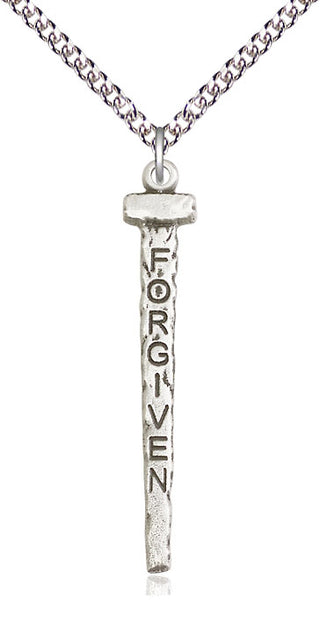 Sterling Silver Forgiven Nail Medal Catholic Jewelry