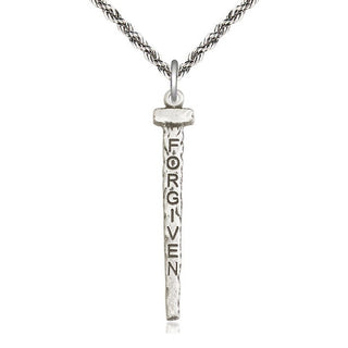 Sterling Silver Forgiven Nail Medal Catholic Jewelry