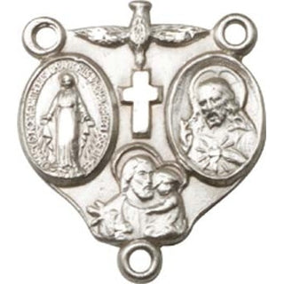 Sterling Silver 3-Way Rosary Center Rosary Center