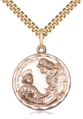 14kt Gold Filled Saint Cecilia Medal Catholic Jewelry