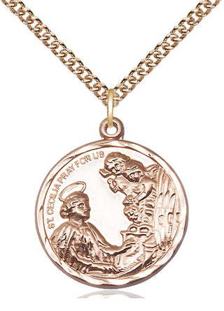 14kt Gold Filled Saint Cecilia Medal Catholic Jewelry