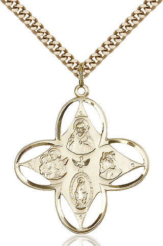 14kt Gold Filled 5-Way Medal Catholic Jewelry