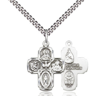 Pewter 5-Way Medal Religious Jewelry