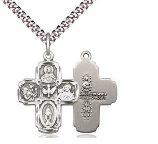 Sterling Silver 5-Way Medal Religious Jewelry
