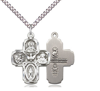 Sterling Silver 5-Way Medal Religious Jewelry