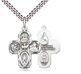 Sterling Silver 5-Way Medal Religious Jewelry