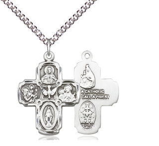 Sterling Silver 5-Way Medal Religious Jewelry