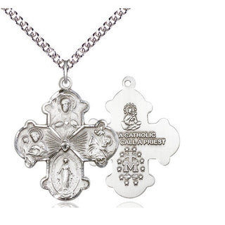 Sterling Silver 4-Way Medal Catholic Jewelry