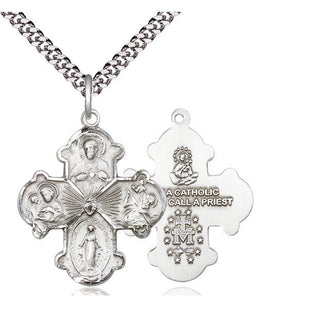 Sterling Silver 4-Way Medal Catholic Jewelry