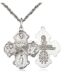 Sterling Silver 4-Way Medal Catholic Jewelry