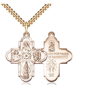 14kt Gold Filled 4-Way Medal Catholic Jewelry