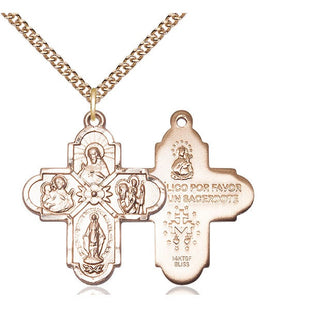 14kt Gold Filled 4-Way Medal Catholic Jewelry