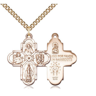 14kt Gold Filled 4-Way Medal Catholic Jewelry