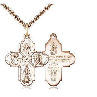 14kt Gold Filled 4-Way Medal Catholic Jewelry