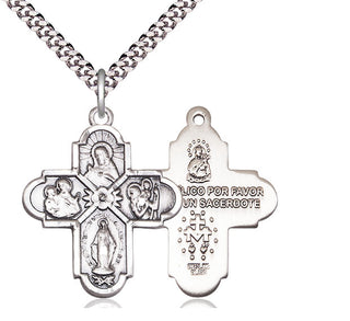 Sterling Silver 4-Way Medal Catholic Jewelry