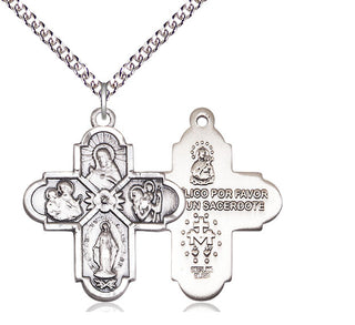 Sterling Silver 4-Way Medal Catholic Jewelry
