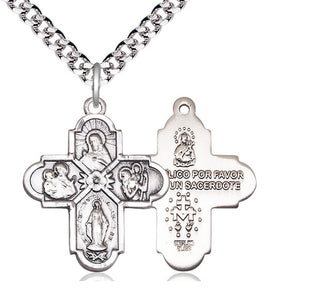 Sterling Silver 4-Way Medal Catholic Jewelry