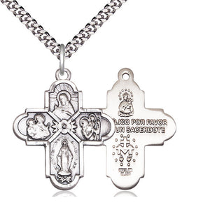 Sterling Silver 4-Way Medal Catholic Jewelry