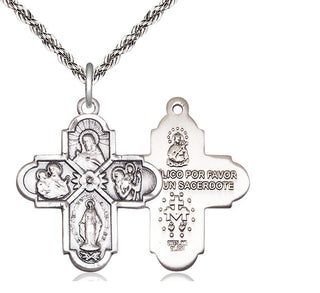 Sterling Silver 4-Way Medal Catholic Jewelry