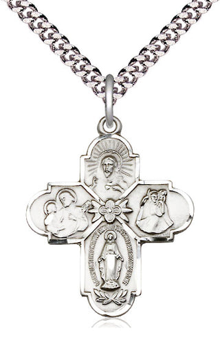 Sterling Silver 4-Way Medal Catholic Jewelry