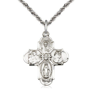 Sterling Silver 4-Way Medal Catholic Jewelry