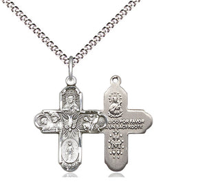 Sterling Silver 5-Way Medal Religious Jewelry