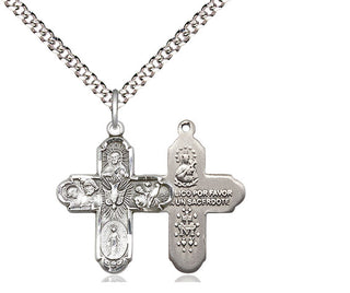 Sterling Silver 5-Way Medal Religious Jewelry