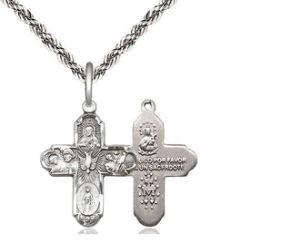 Sterling Silver 5-Way Medal Religious Jewelry