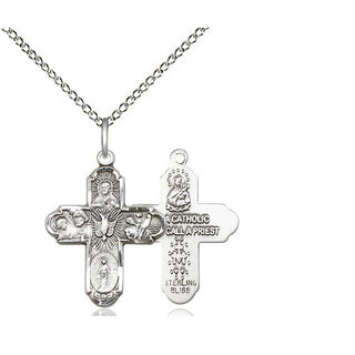 Sterling Silver 5-Way Medal Religious Jewelry