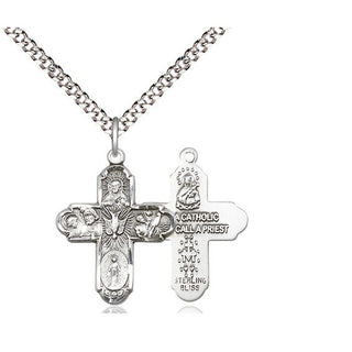Sterling Silver 5-Way Medal Religious Jewelry