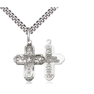 Sterling Silver 5-Way Medal Religious Jewelry