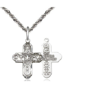 Sterling Silver 5-Way Medal Religious Jewelry