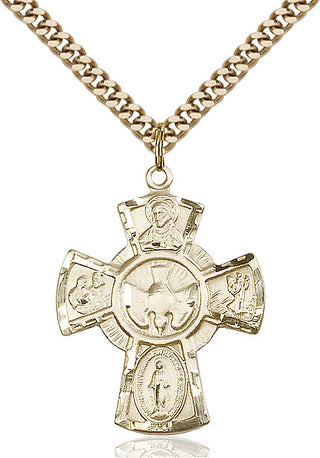 14kt Gold Filled 5-Way Medal Catholic Jewelry