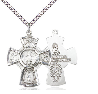 Sterling Silver 5-Way Medal Catholic Jewelry