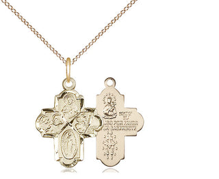 14kt Gold Filled 4-Way Medal Religious Jewelry