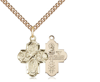 14kt Gold Filled 4-Way Medal Religious Jewelry