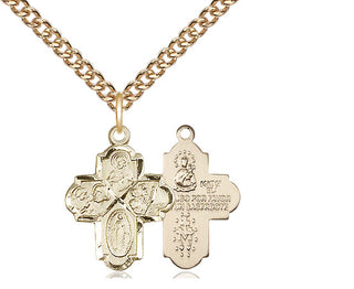 14kt Gold Filled 4-Way Medal Religious Jewelry
