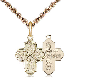 14kt Gold Filled 4-Way Medal Religious Jewelry