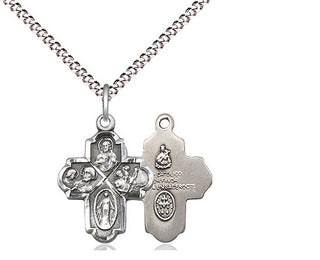 Sterling Silver 4-Way Medal Religious Jewelry