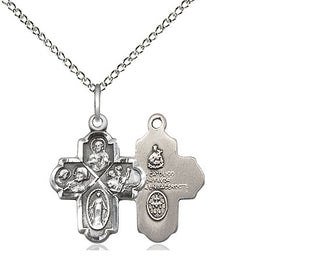 Sterling Silver 4-Way Medal Religious Jewelry